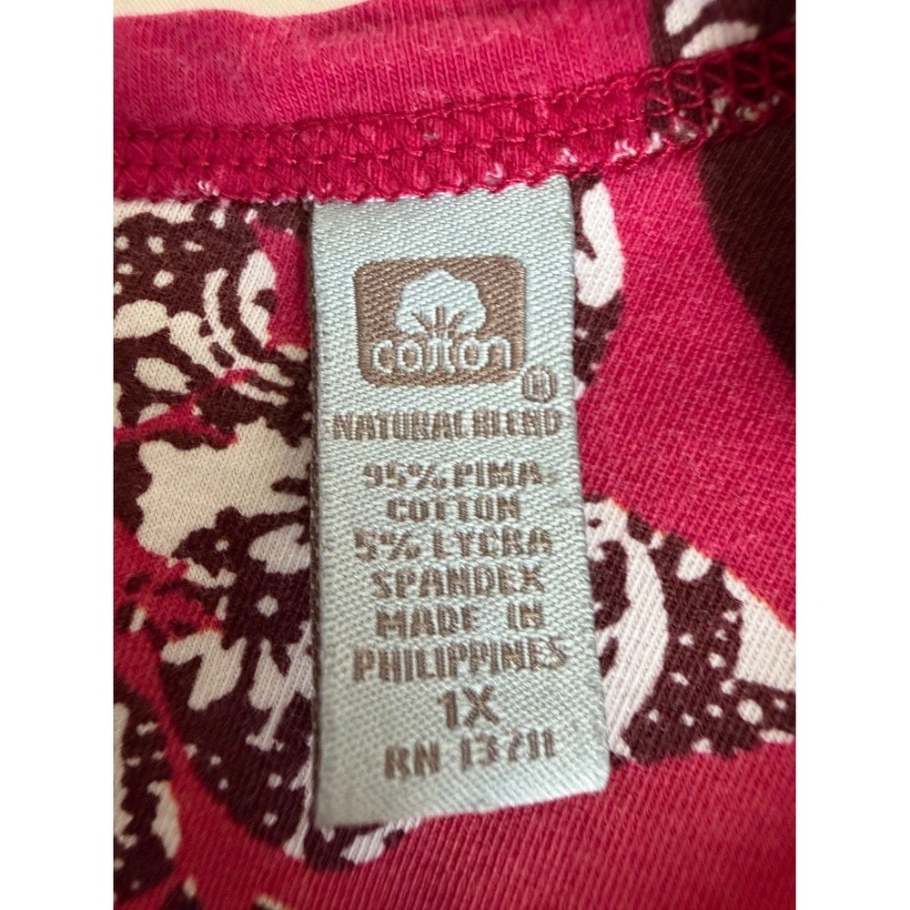 Valerie Stevens Casual Womens Plus 1X Floral Print Pima Cotton‎ Top Blouse - Picture 5 of 14